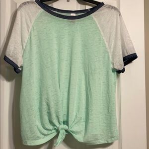 See-through cute mint and white top